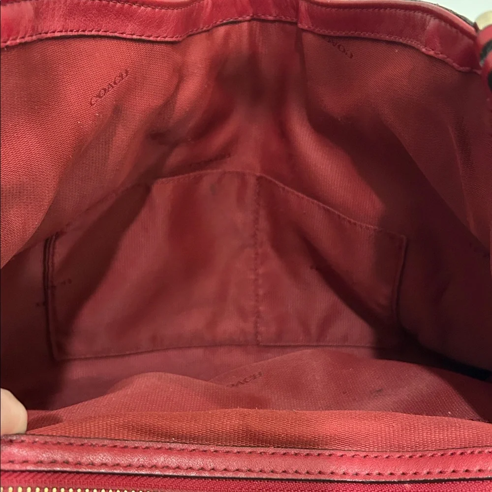 Coach Red Leather Shoulder Bag with Gold Hardware - Picture 13 of 16